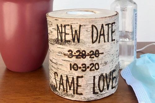 postponed wedding birch candle