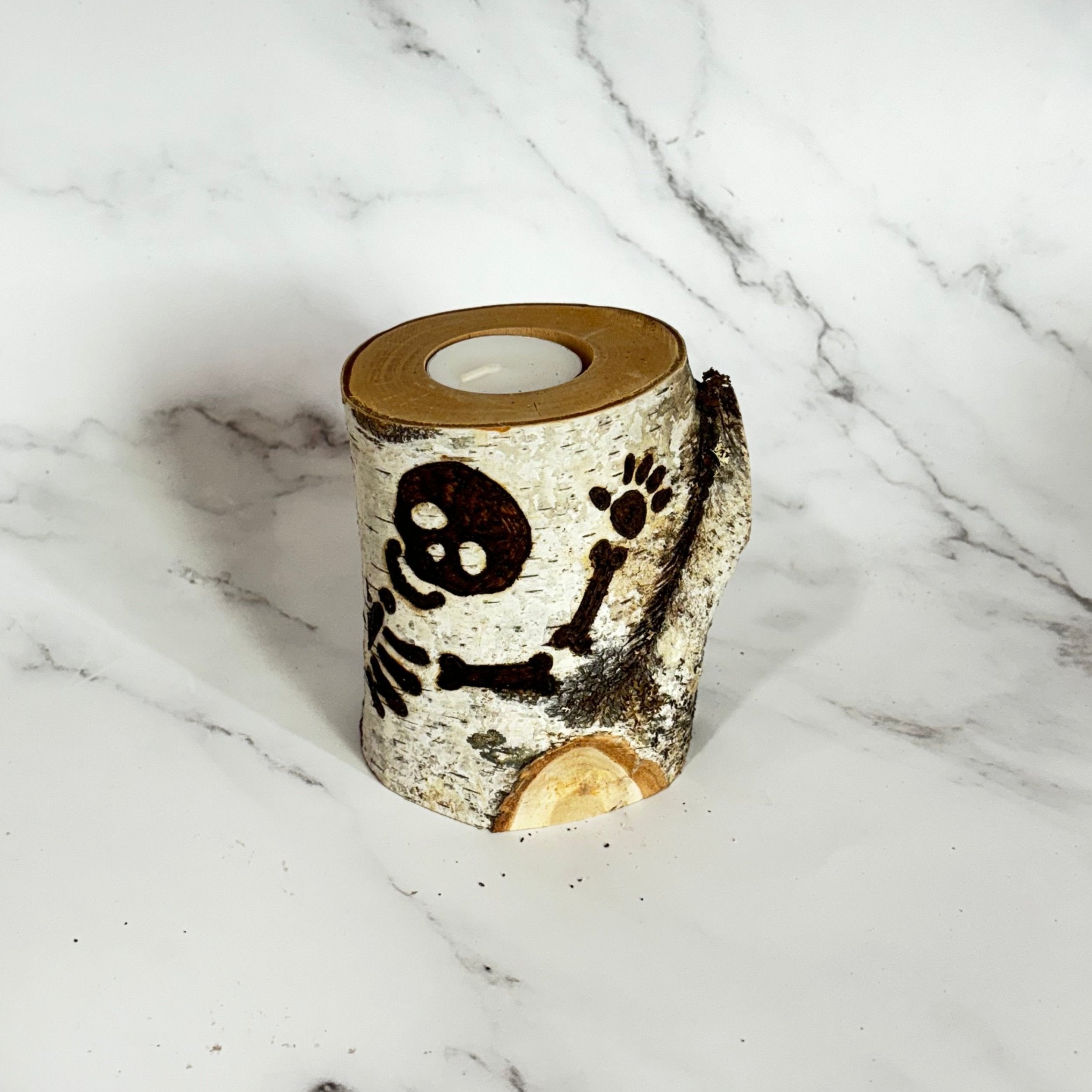 Handcrafted All Natural Birch Wood Candle - Skeleton