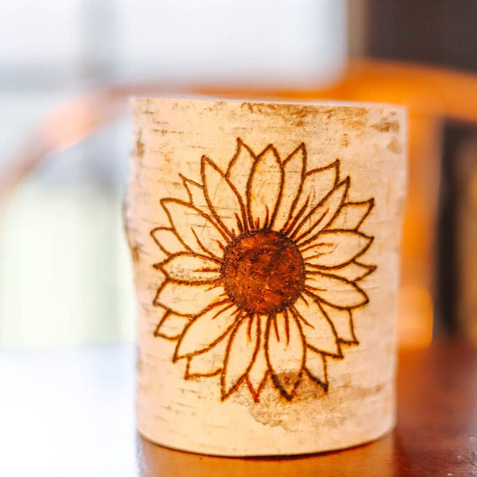 Handcrafted All Natural Birch Wood Candle - Sunflower