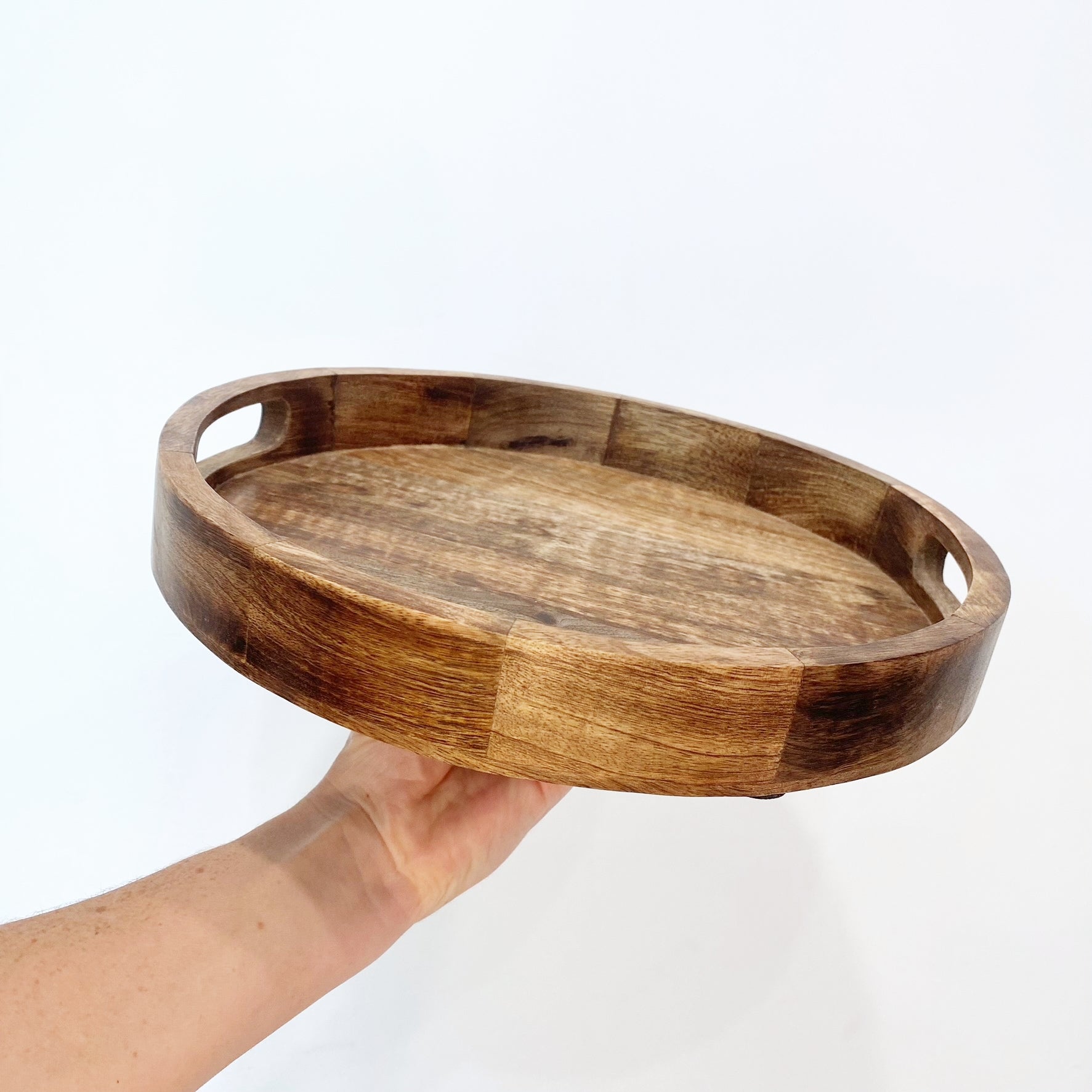 12-inch Rustic Dark Wood Advent Wreath Display Tray