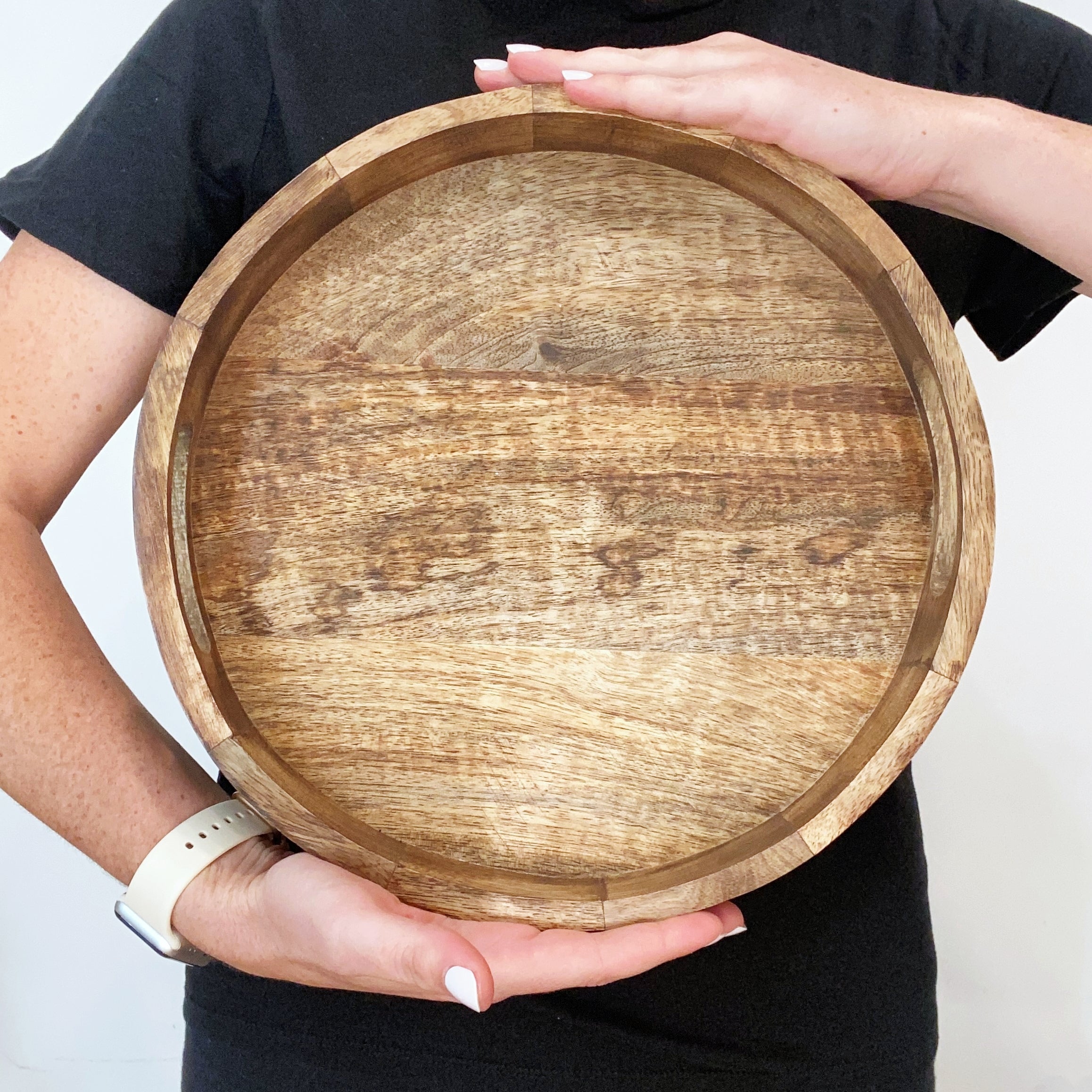 12-inch Rustic Dark Wood Advent Wreath Display Tray