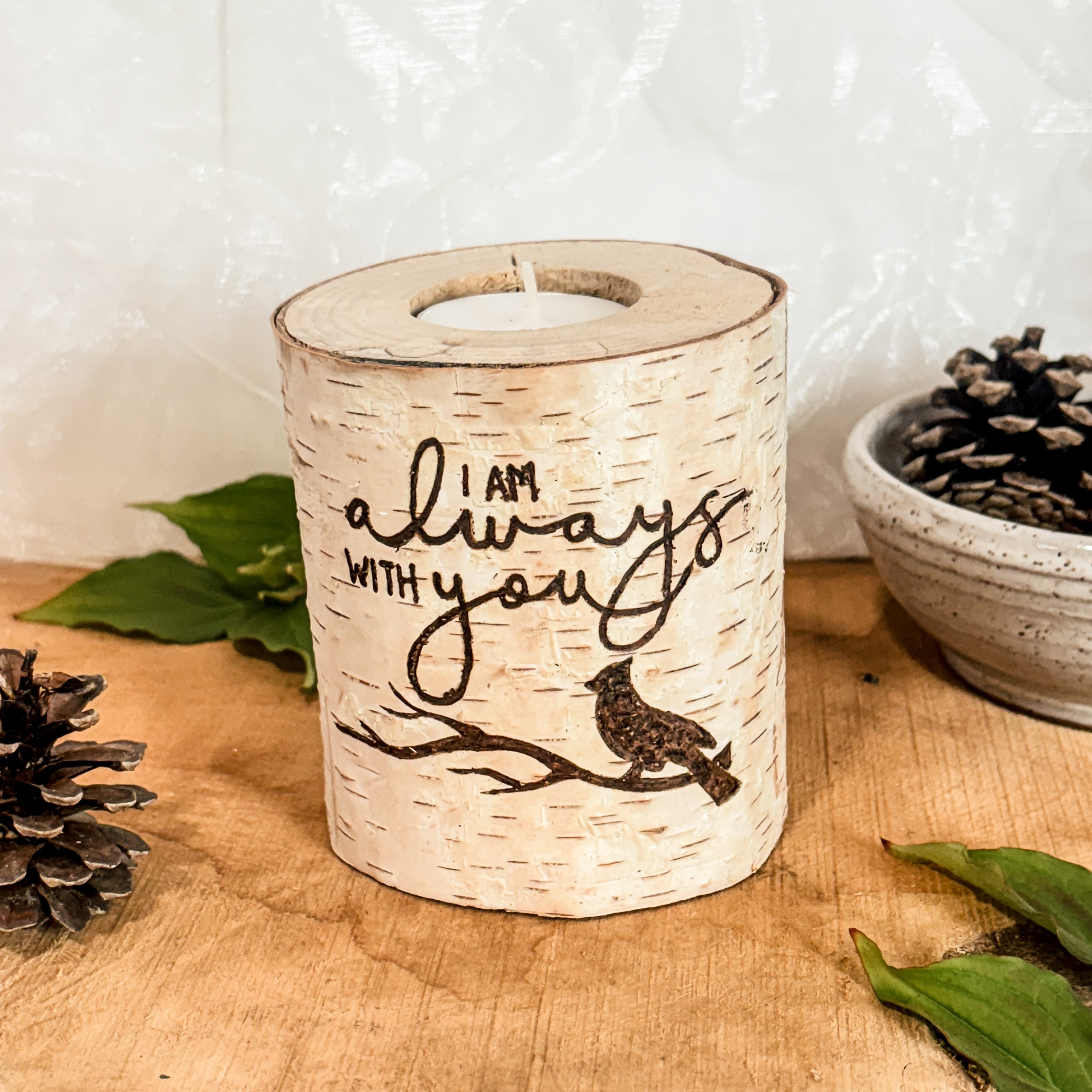 Handcrafted All Natural Birch Wood Candle - I Am Always With You