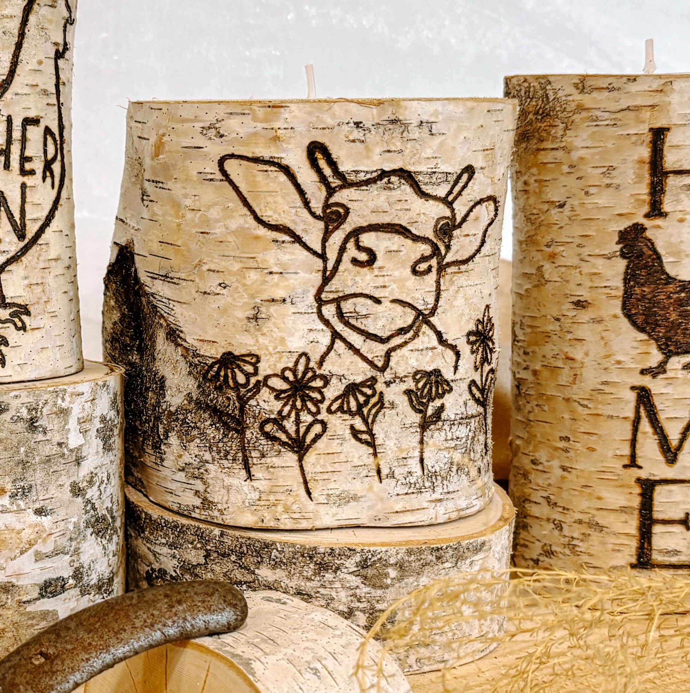 Handcrafted All Natural Birch Wood Candle - Silly Cow