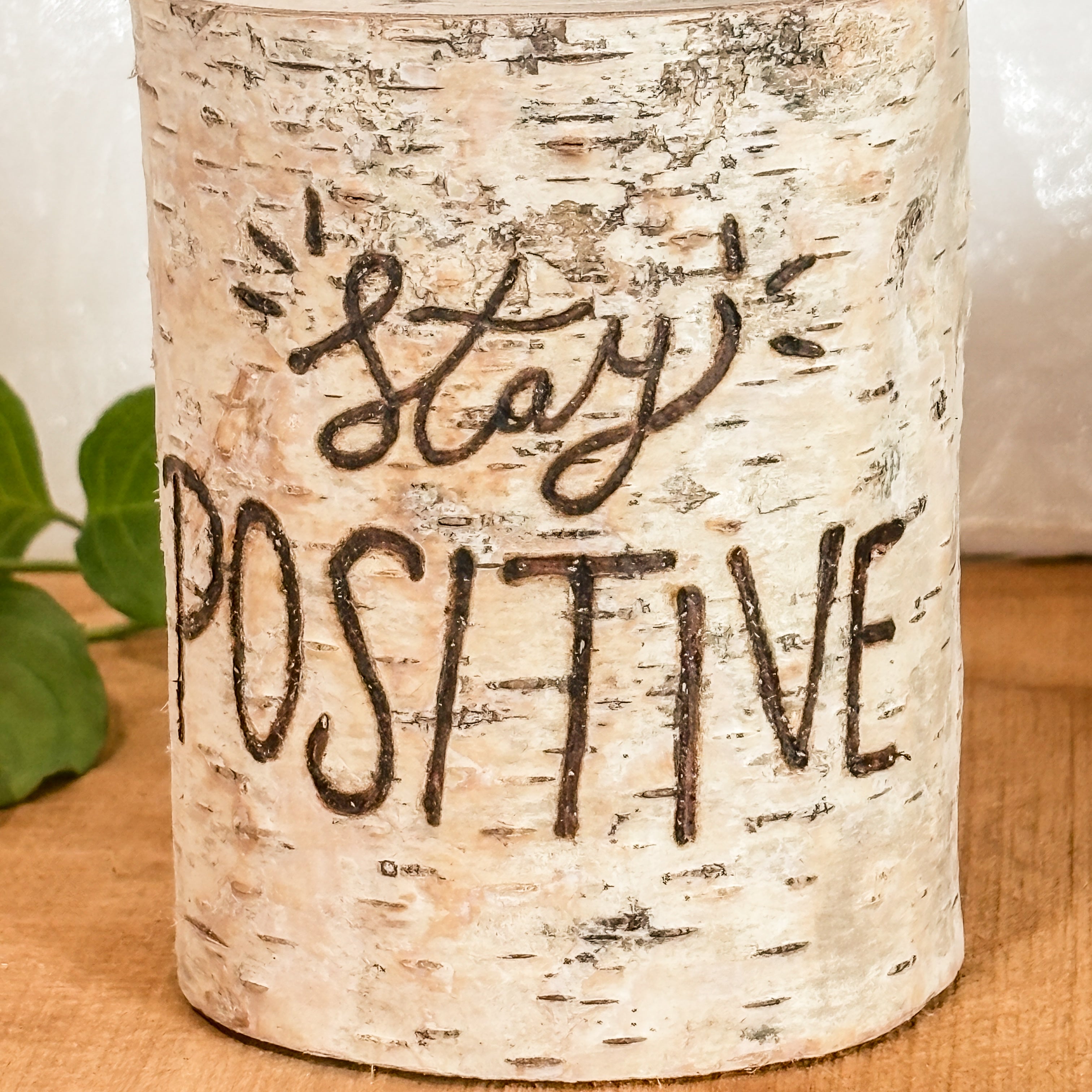 Handcrafted All Natural Birch Wood Candle - Stay Positive
