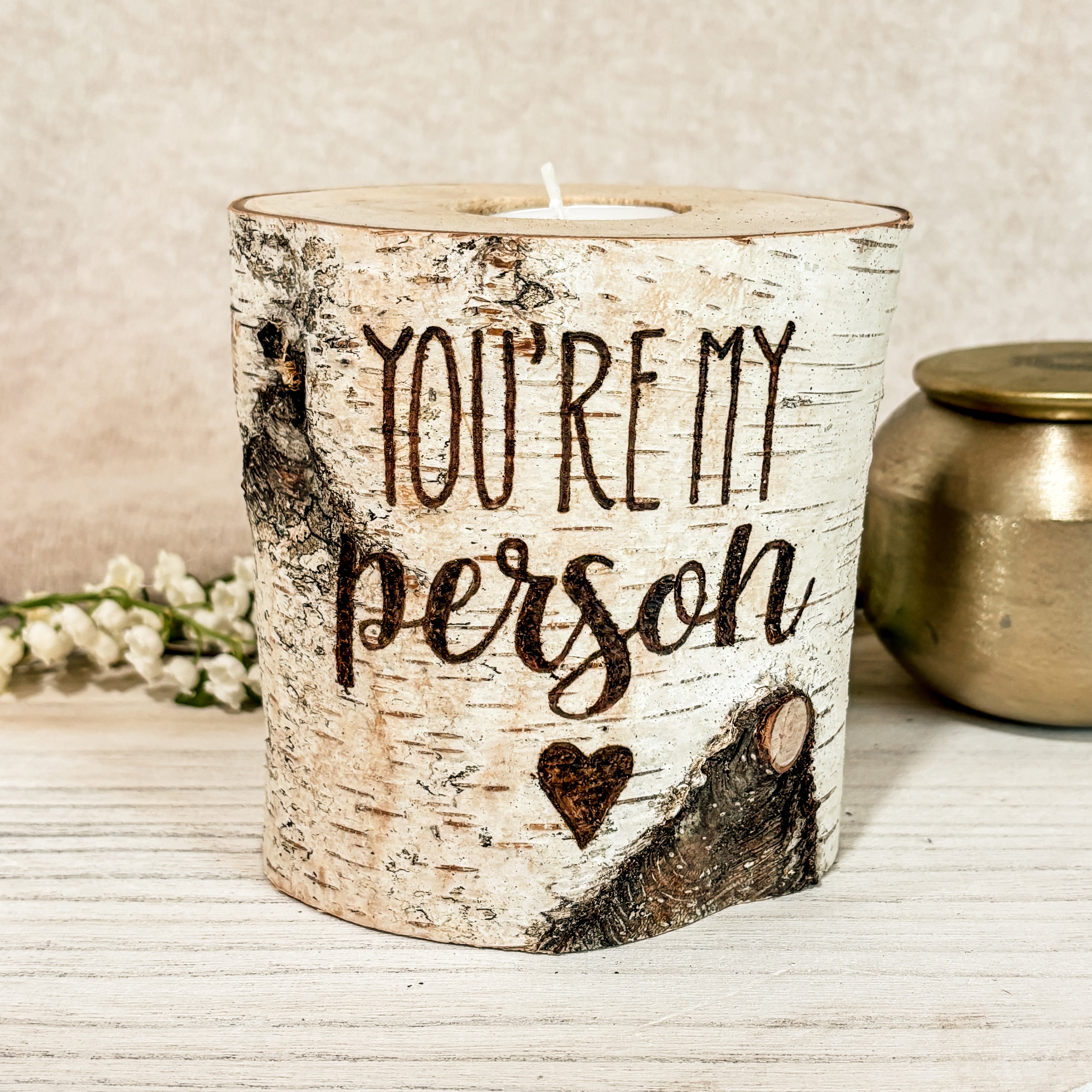 Handcrafted All Natural Birch Wood Candle - You Are My Person