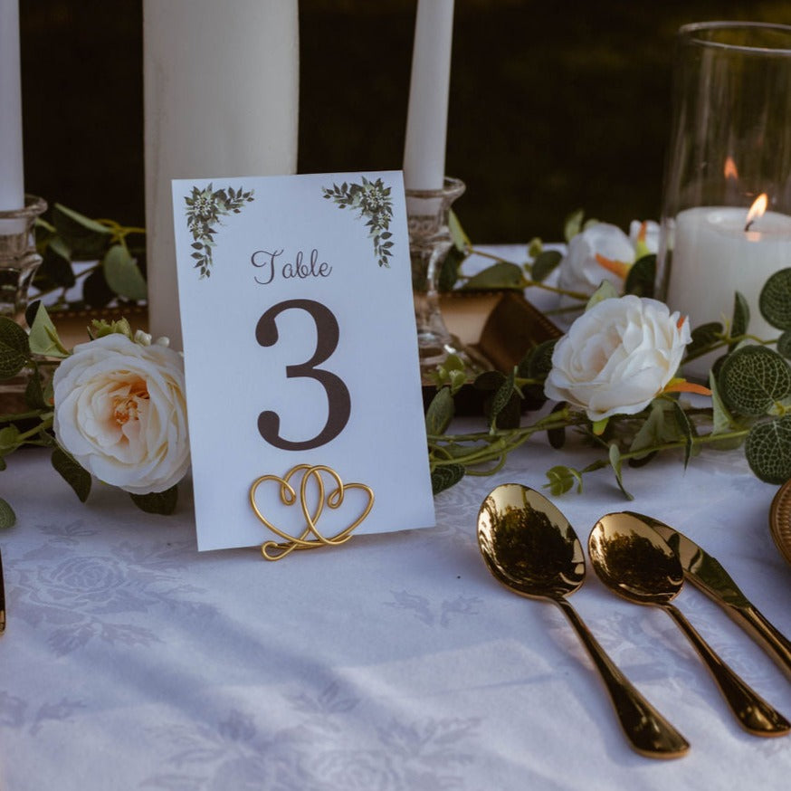 Double Heart Wire Table Number Holders-Set of 5