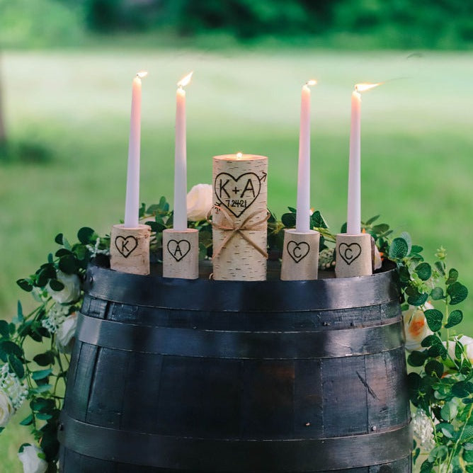 Birch Wood Family Unity Candle Set