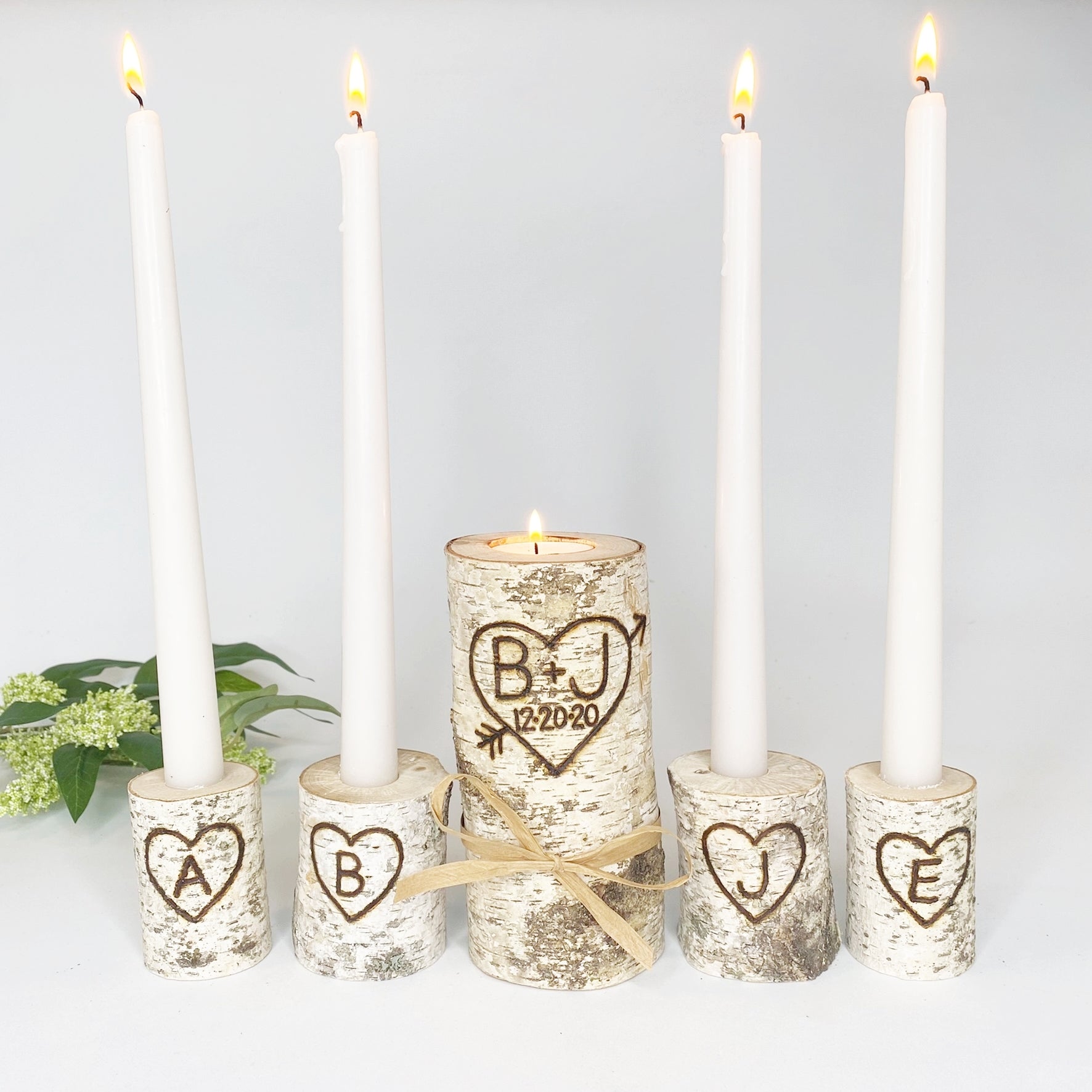 Birch Wood Family Unity Candle Set