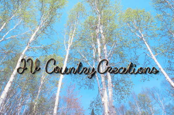 Birch trees with the words JV Country Creations