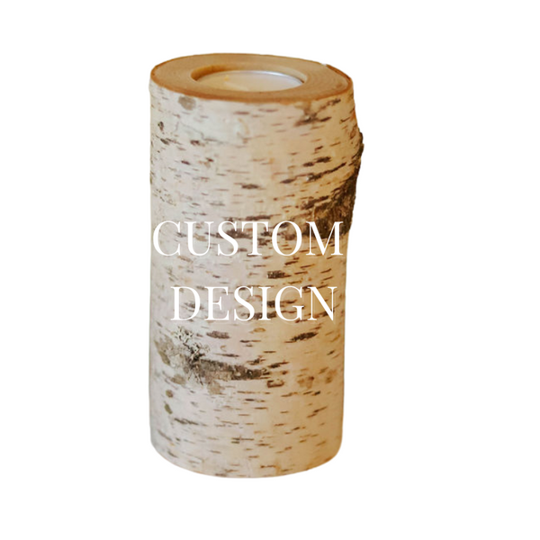 Custom Design - 5.5" Birch Wood Candle Holder