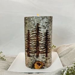 Handcrafted All Natural Birch Wood Candle - Pine Trees