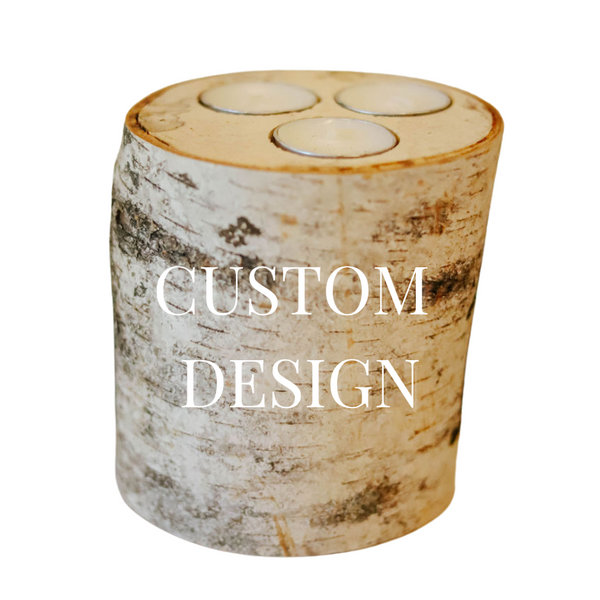 Custom Design - XL Triple Birch Wood Candle Holder