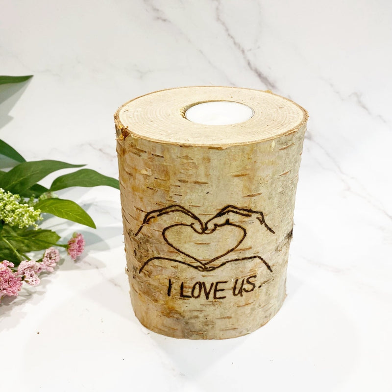 Handcrafted All Natural Birch Wood Candle - I Love Us.