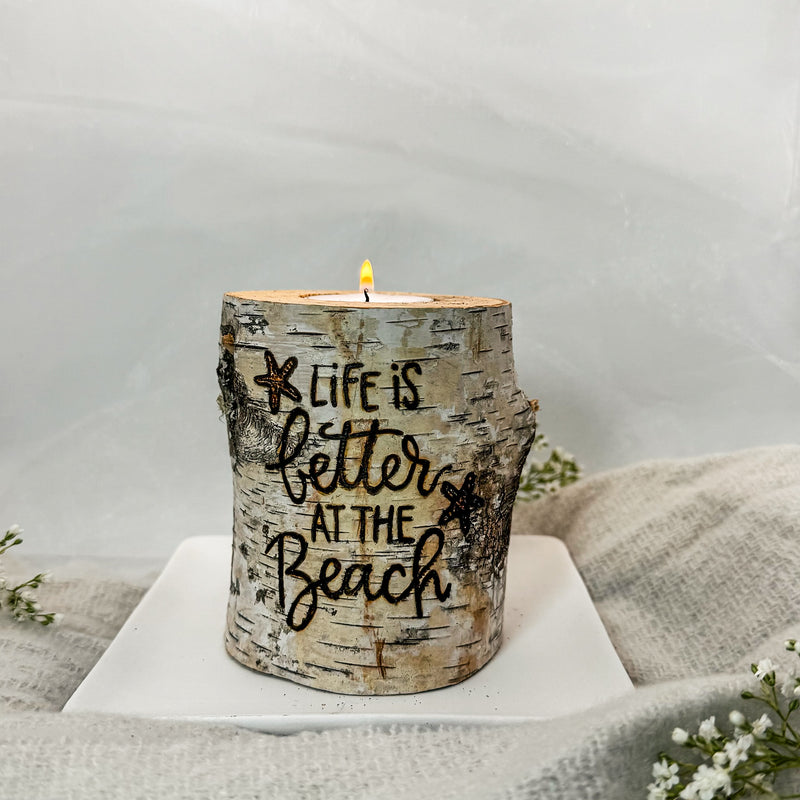 Handcrafted All Natural Birch Wood Candle - Life's Better at the Beach