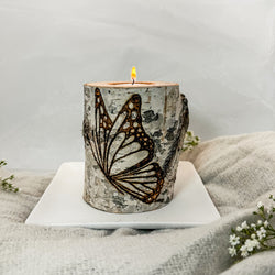 Handcrafted All Natural Birch Wood Candle - Butterfly