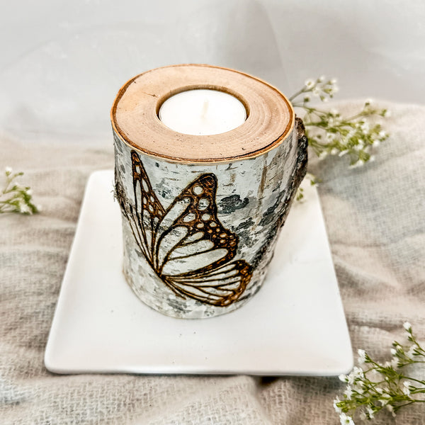 Handcrafted All Natural Birch Wood Candle - Butterfly