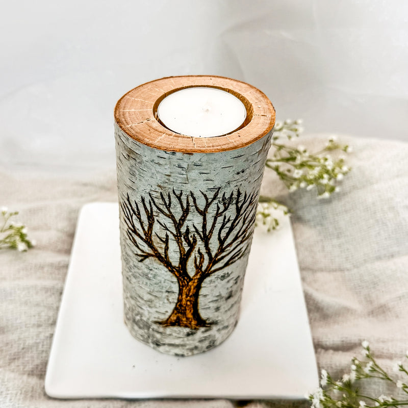 Handcrafted All Natural Birch Wood Candle - Bare Tree