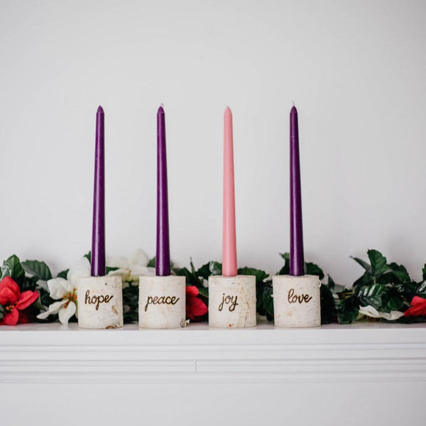 4 Candle Gifts of Christmas Birch Advent Wreath Set