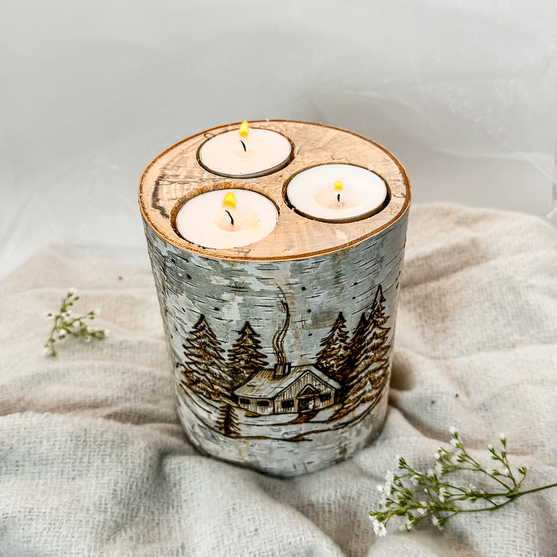 Handcrafted All Natural XL Birch Wood Candle - Cabin in the Woods