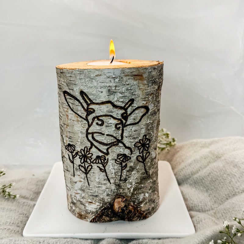 Handcrafted All Natural Birch Wood Candle - Silly Cow