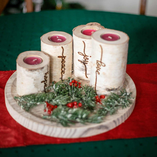 4 Candle Birch Farmhouse Advent Wreath