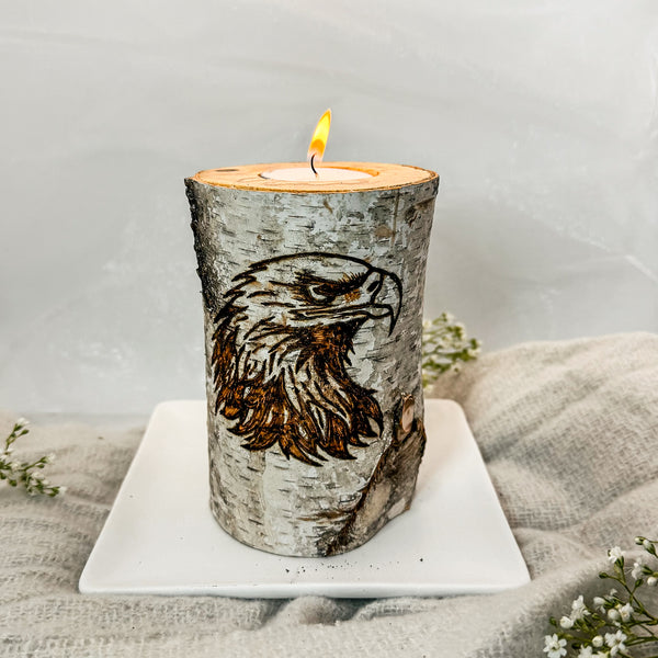 Handcrafted All Natural Birch Wood Candle - Bald Eagle