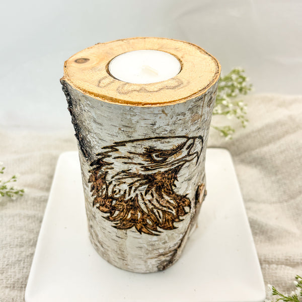 Handcrafted All Natural Birch Wood Candle - Bald Eagle