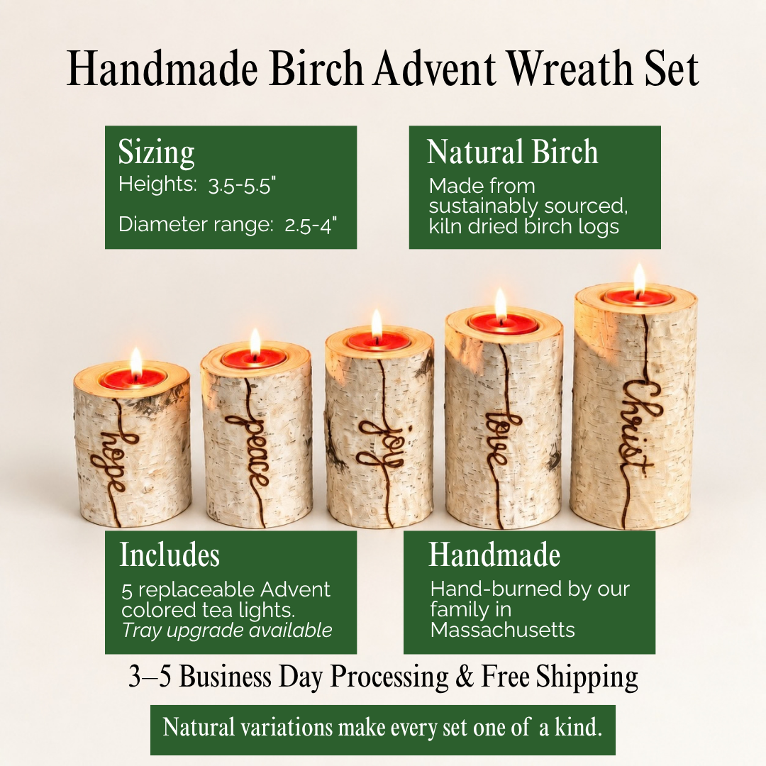 5 Candle Birch Farmhouse Advent Wreath