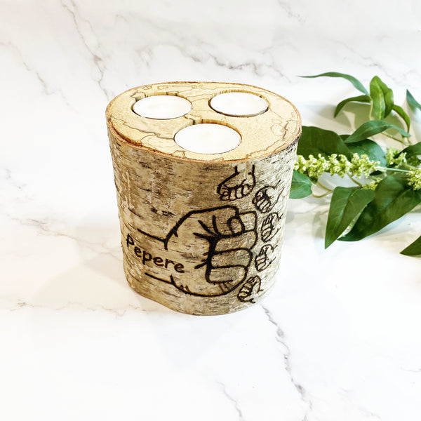 Father's Day Personalized Fist Bump Birch Wood Candle