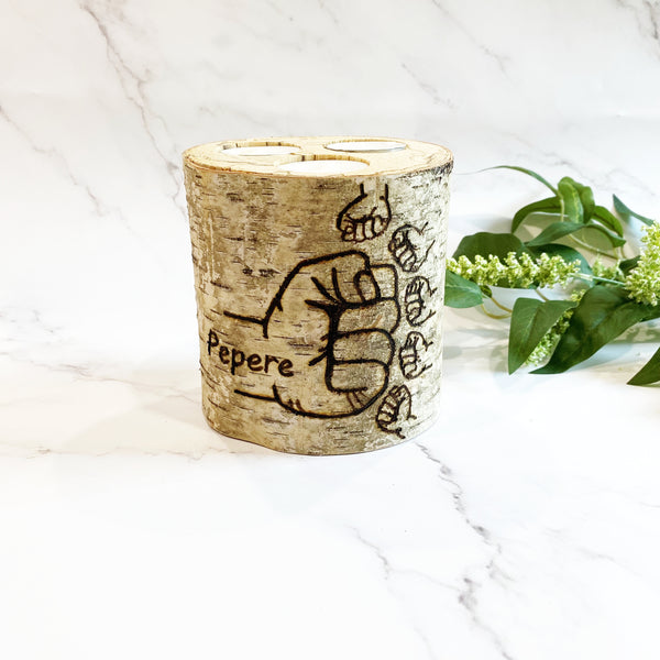 Father's Day Personalized Fist Bump Birch Wood Candle