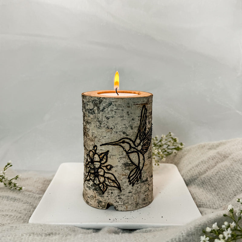 Handcrafted All Natural Birch Wood Candle - Hummingbird