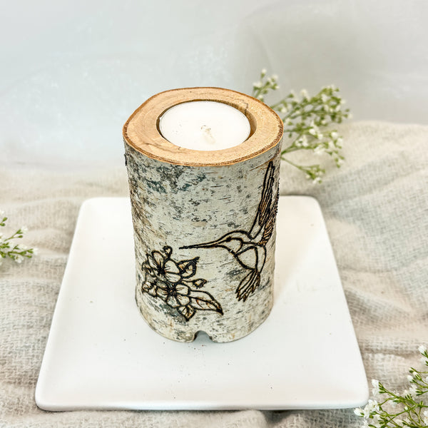 Handcrafted All Natural Birch Wood Candle - Hummingbird