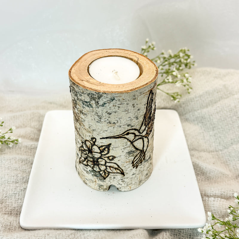 Handcrafted All Natural Birch Wood Candle - Hummingbird