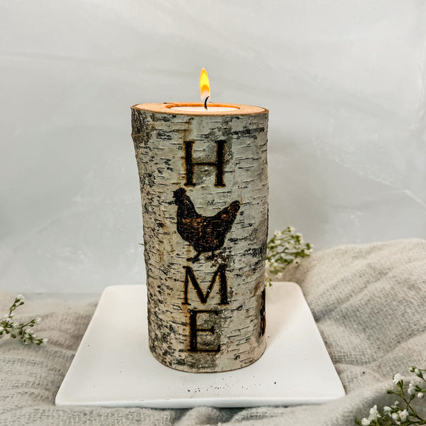 Handcrafted All Natural Birch Wood Candle - At Home with Chickens