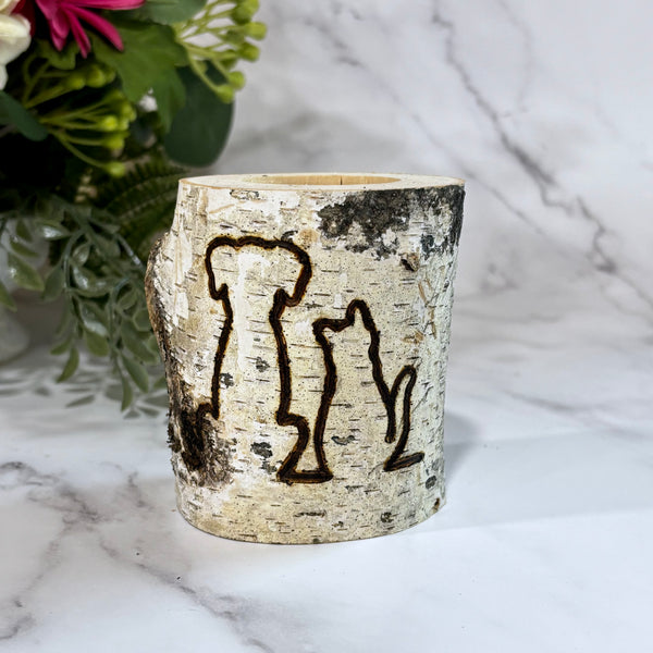 Handcrafted All Natural Birch Wood Candle - Dog and Cat