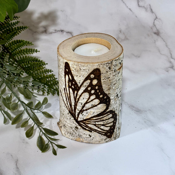 Handcrafted All Natural Birch Wood Candle - Butterfly