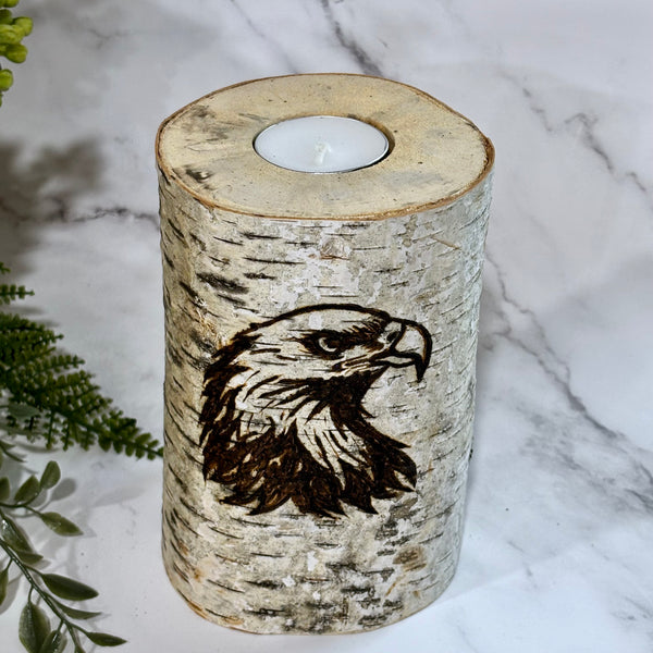 Handcrafted All Natural Birch Wood Candle - Bald Eagle