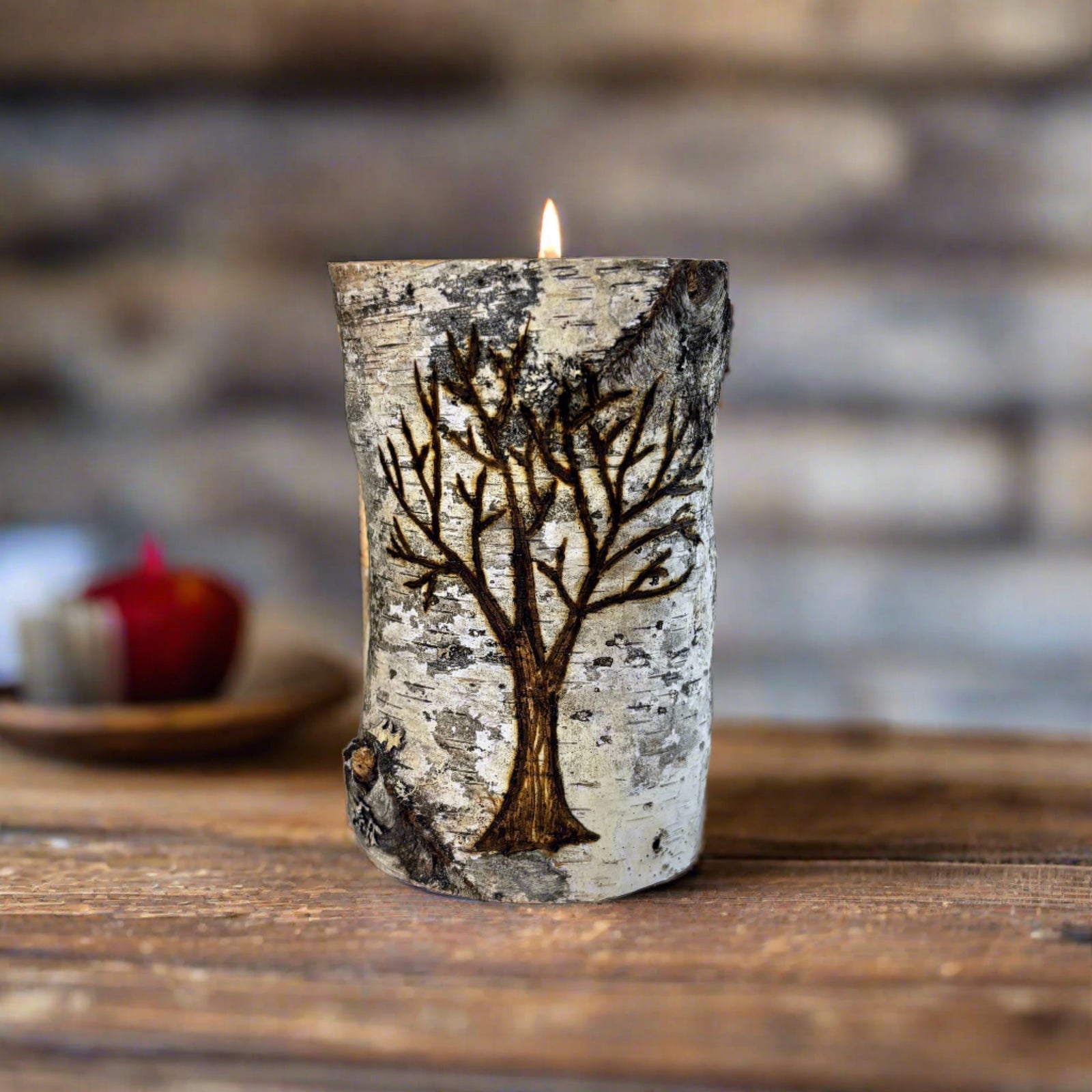 Crate & Barrel Birch Bark Candle Unused/Unburned 4 X good 12 Rustic Tree Bark