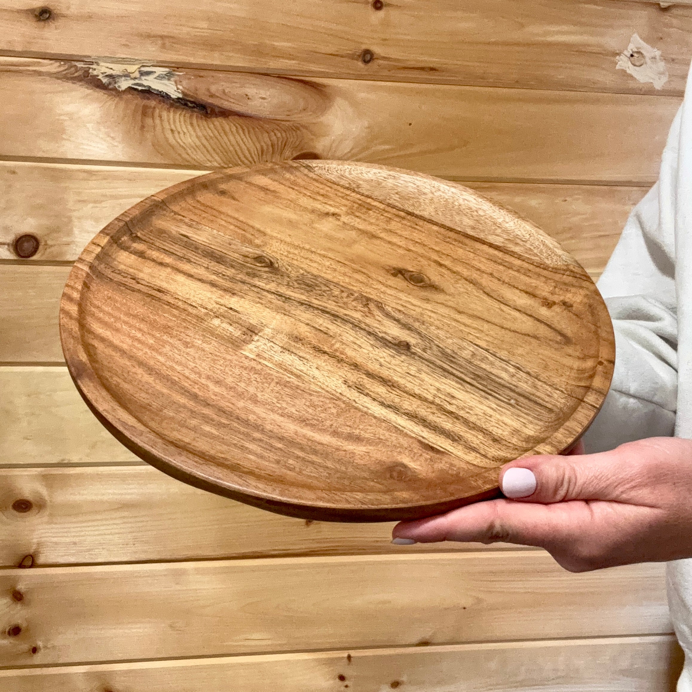 12-inch Rustic Wood Advent Wreath Display Tray