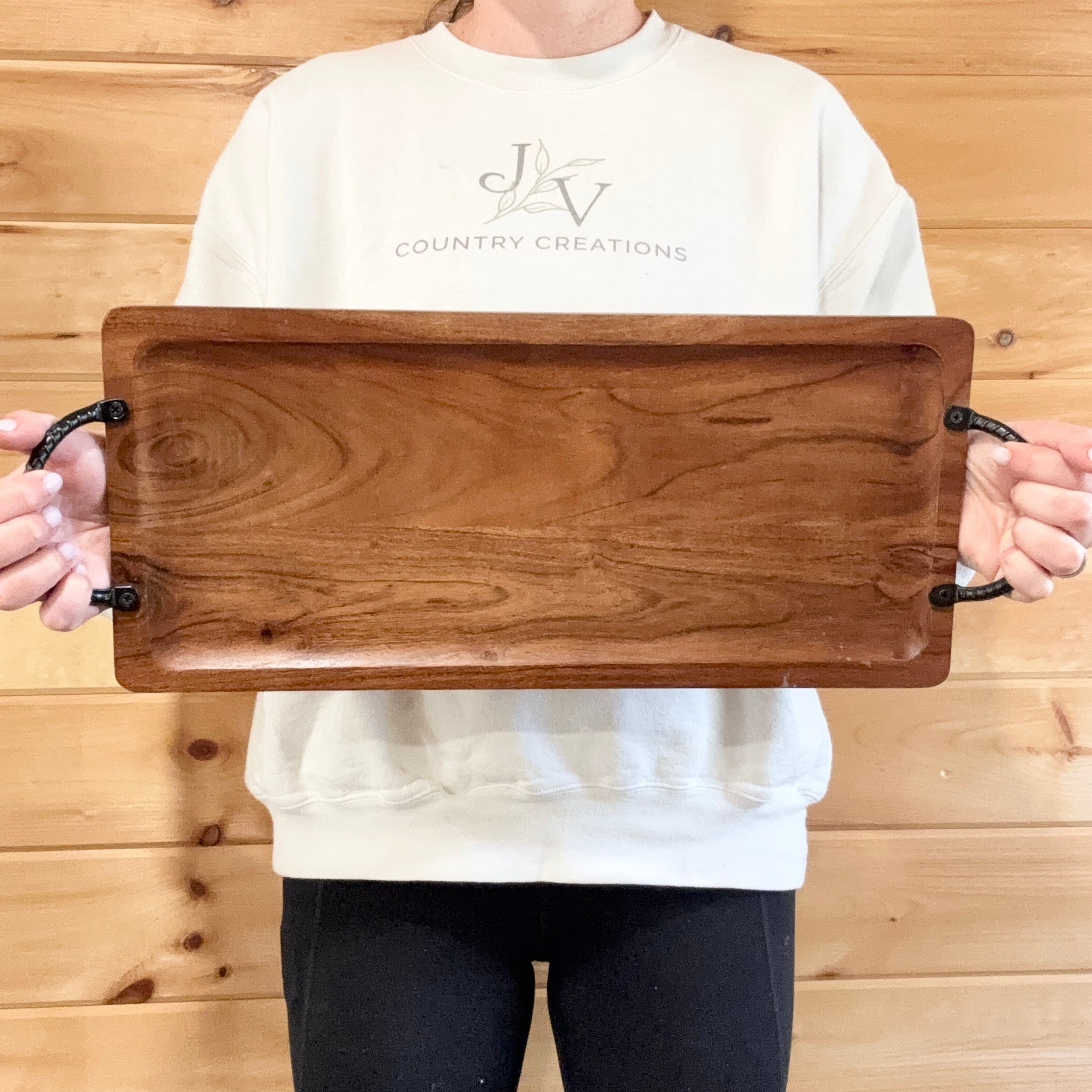 18-inch Rectangle Wood Advent Wreath Display Tray