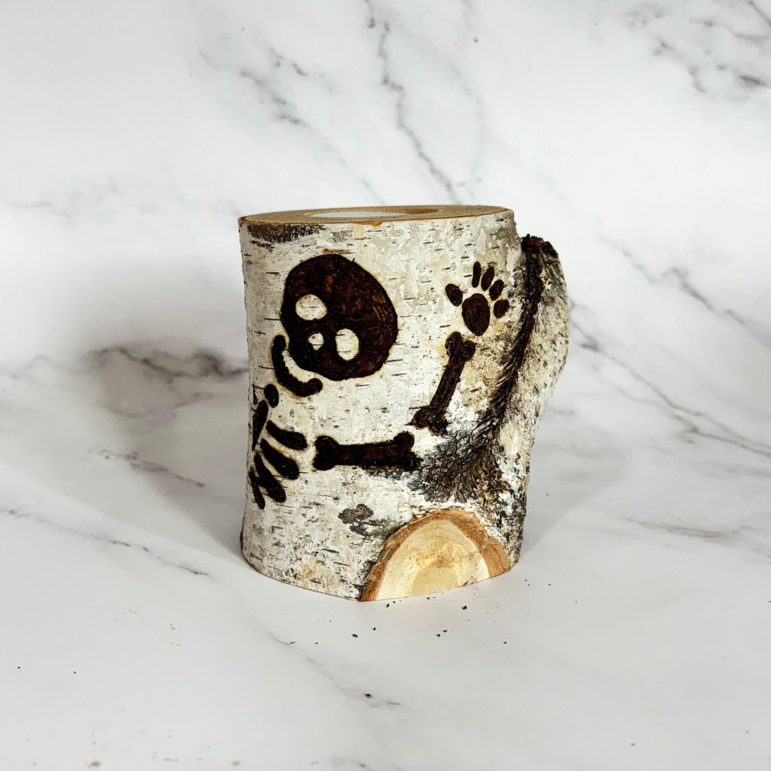 Handcrafted All Natural Birch Wood Candle - Skeleton