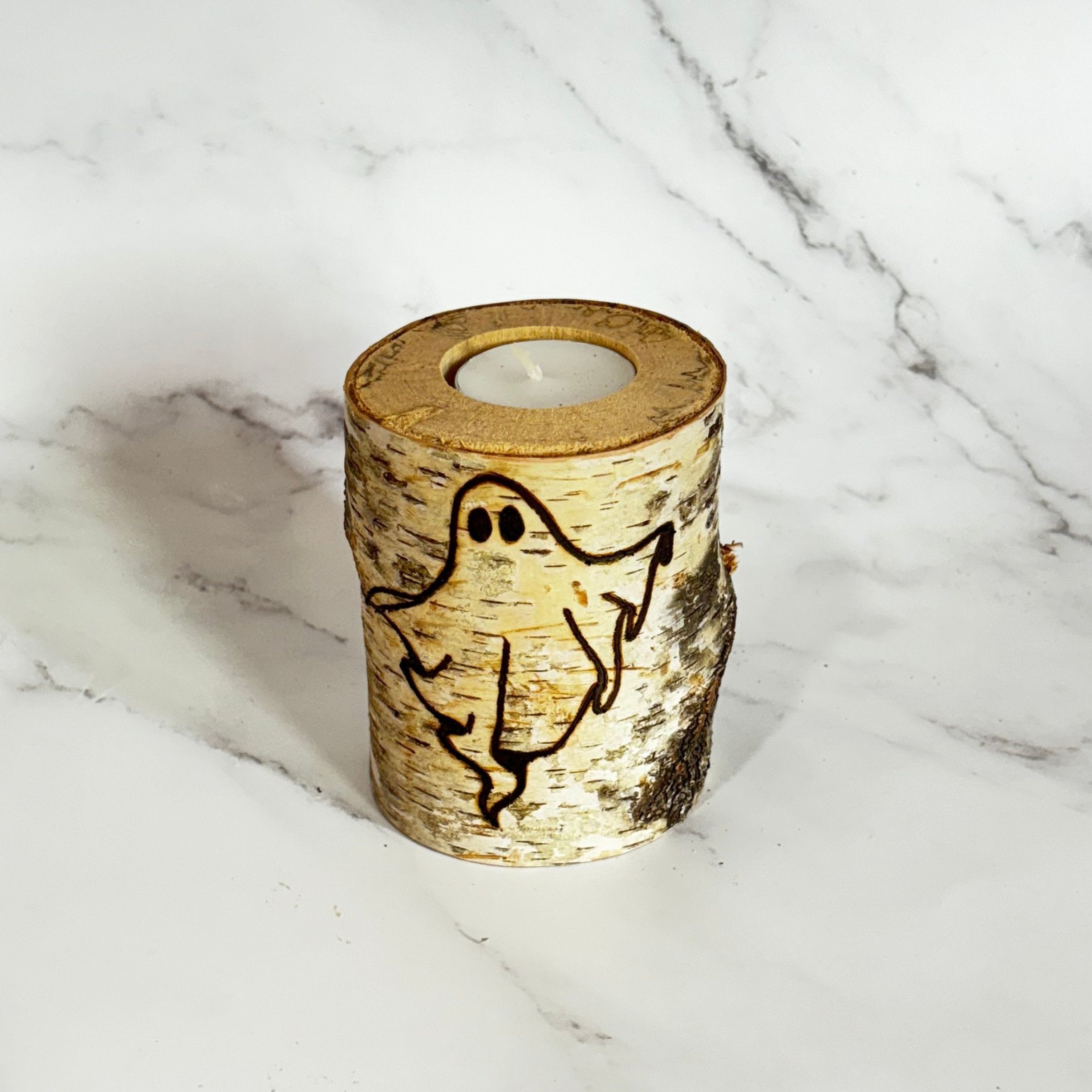Handcrafted All Natural Birch Wood Candle - Ghost