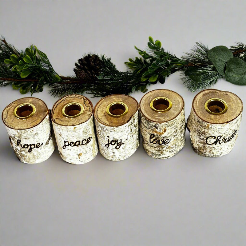 5 Candle Gifts of Christmas Birch Advent Wreath Set