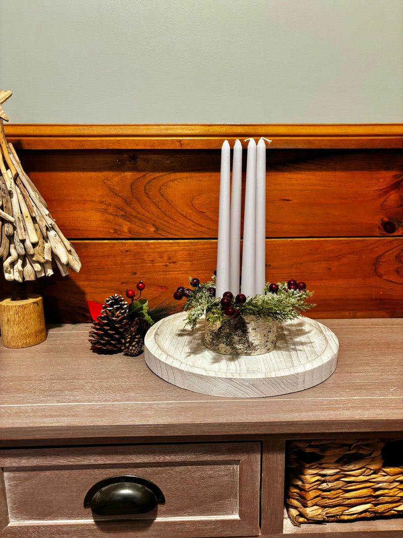 Birch Log Holiday Taper Candle Centerpiece