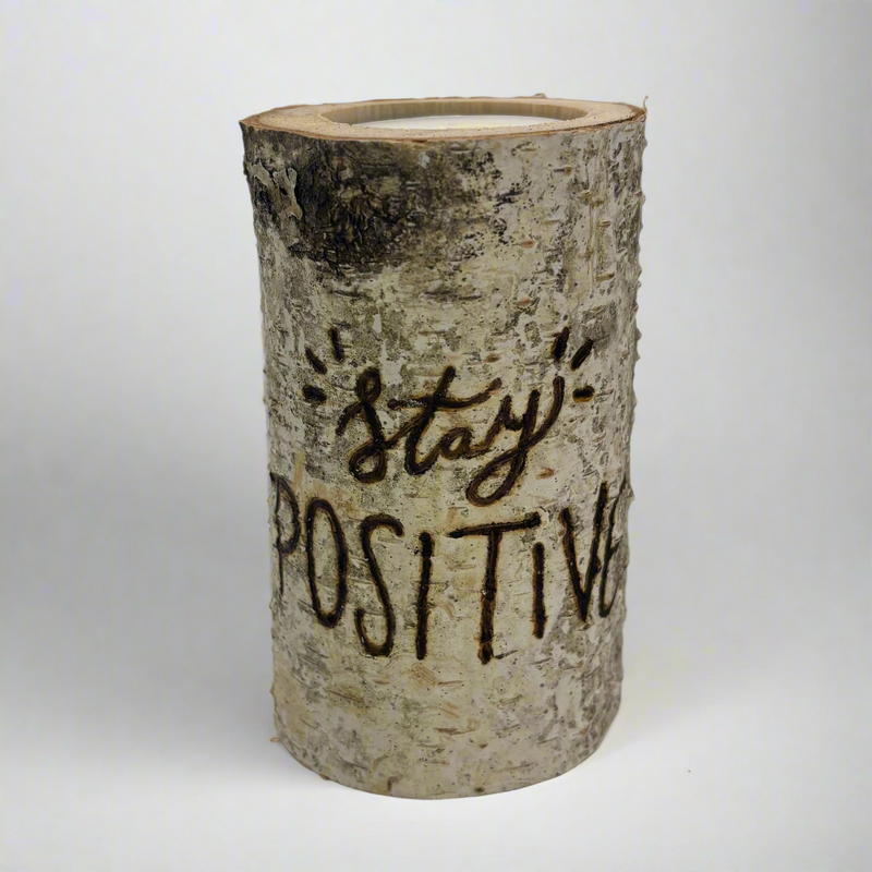 Handcrafted All Natural Birch Wood Candle - Stay Positive