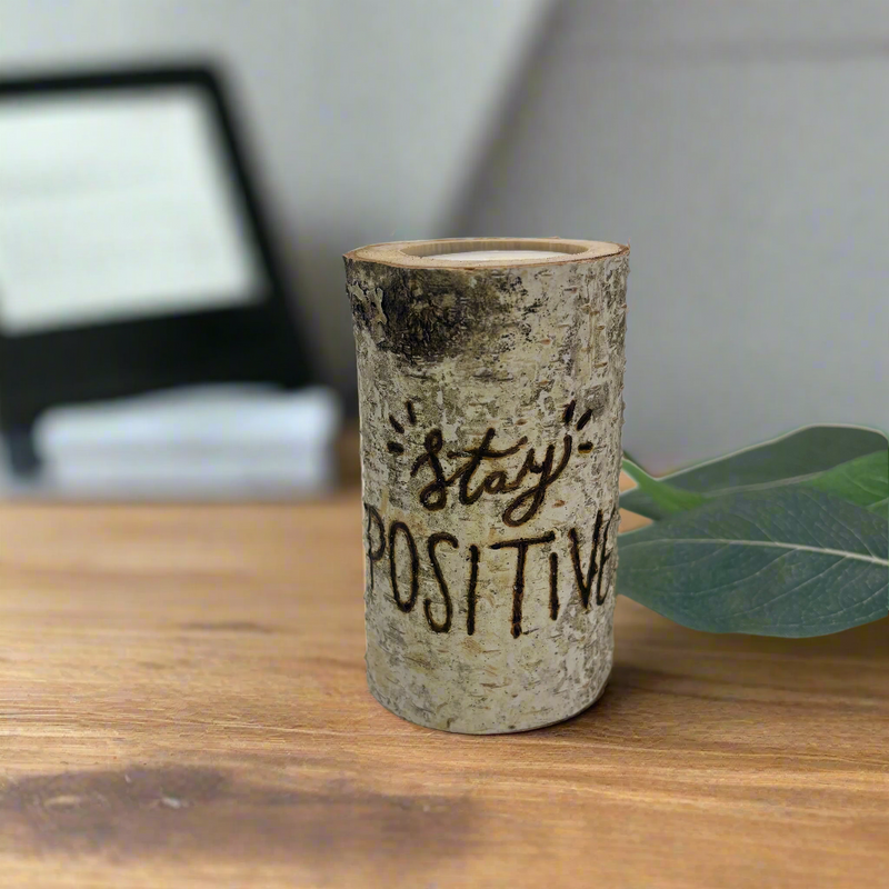 Handcrafted All Natural Birch Wood Candle - Stay Positive