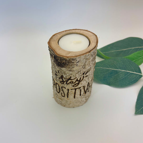 Handcrafted All Natural Birch Wood Candle - Stay Positive