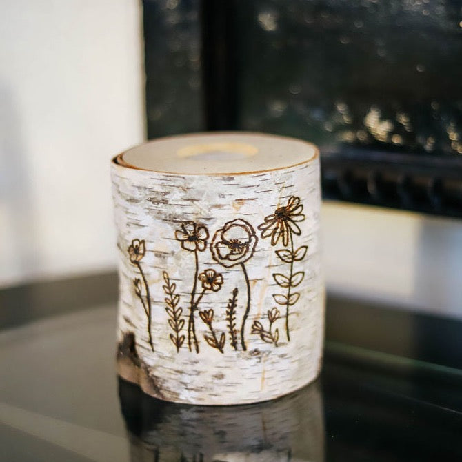Handcrafted All Natural Birch Wood Candle - Wildflowers