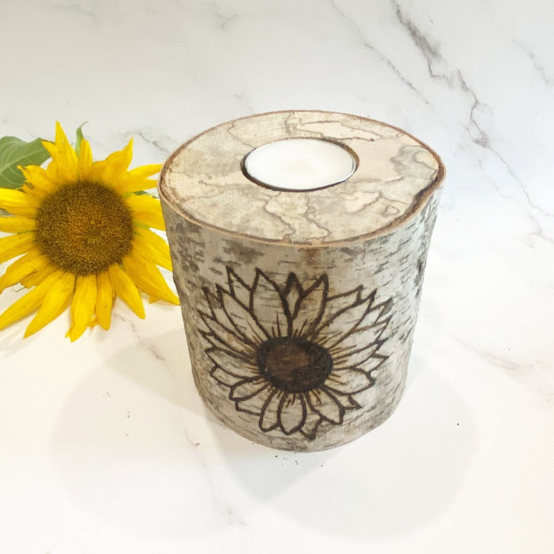 Handcrafted All Natural Birch Wood Candle - Sunflower