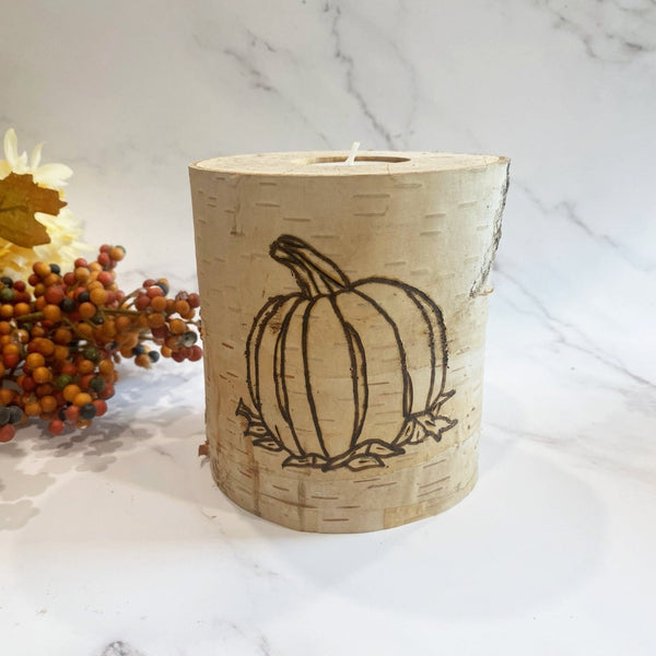 Handcrafted All Natural Birch Wood Candle - Pumpkin